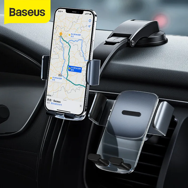 

Baseus Car Clamp Phone Holder Air Vent Mount For iPhone Samsung Huawei Car Holder Stand Vertical And Landscape Stable Holder