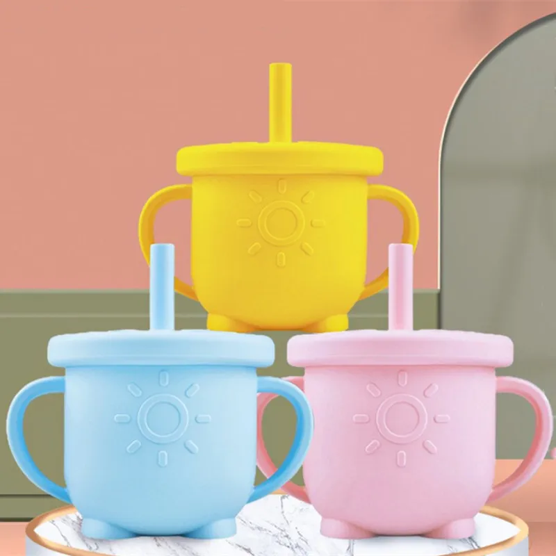 

250/200/150ML Baby Feeding Cups BPA Free Straw Cup Baby Learning Cup Leakproof Silicone Sippy Cup Toddler Water Bottle Drinkware