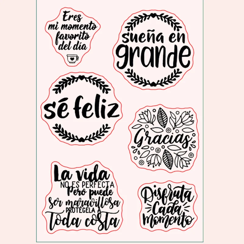 

new spanish word common phrase Clear Stamp Transparent Silicone Stamp Seal Sheet For Scrapbooking Photo Album Decoration