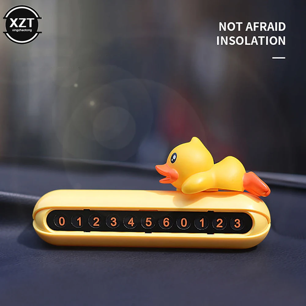 Маленькая желтая утка, табличка с номером для временной парковки автомобиля, вращающаяся Скрытая табличка с номером, подвижная табличка с номером автомобиля, аксессуары для интерьера автомобиля