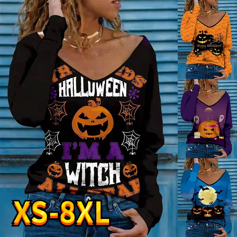 Women's T shirt Tee Graphic Cartoon Pumpkin Halloween Casual Daily Streetwear Sweatshirt Long Sleeve Print V Neck Basic XS-8XL
Women's T shirt Tee Graphic Cartoon Pumpkin Halloween Casual Daily Streetwear Sweatshirt Long Sleeve Print V Neck Basic XS-8XL