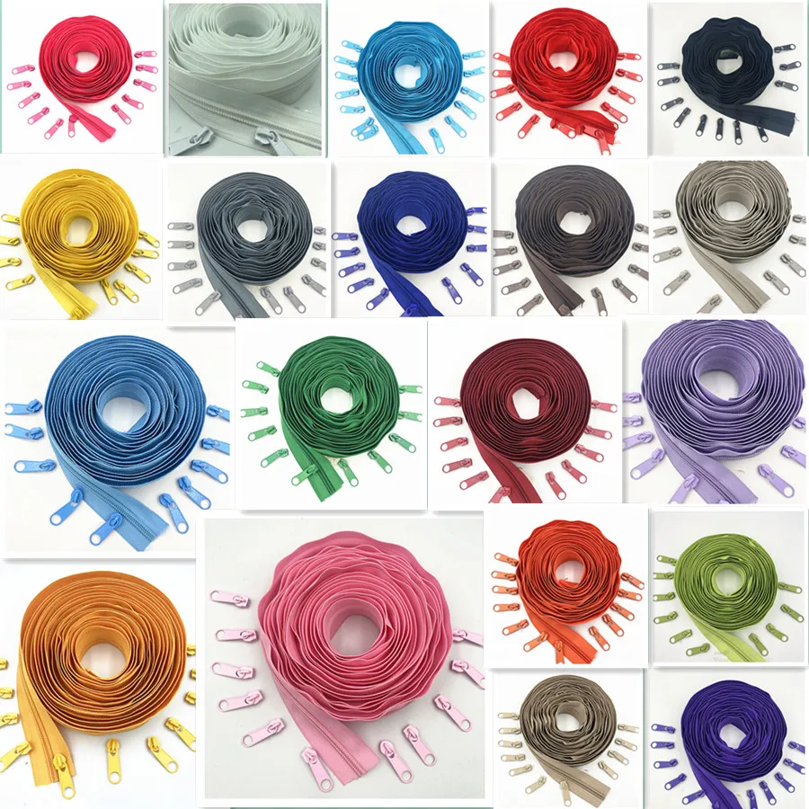 #5 5 Meters (5.4 Yard ) 20 Colors Nylon Coil Zippers with 20pcs Zipper Slider - Supplies for Tailor Sewing Crafts
#5 5 Meters (5.4 Yard ) 20 Colors Nylon Coil Zippers with 20pcs Zipper Slider - Supplies for Tailor Sewing Crafts