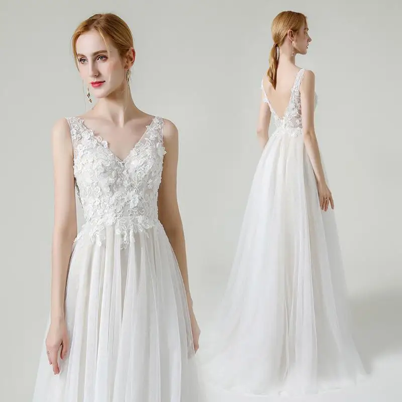 New Elegant Simple Plus Size Wedding Dress Sexy Deep V-neck Backless Trouwjurk Lace Flower Sleeveless Brush Train Bridal Dress
New Elegant Simple Plus Size Wedding Dress Sexy Deep V-neck Backless Trouwjurk Lace Flower Sleeveless Brush Train Bridal Dress