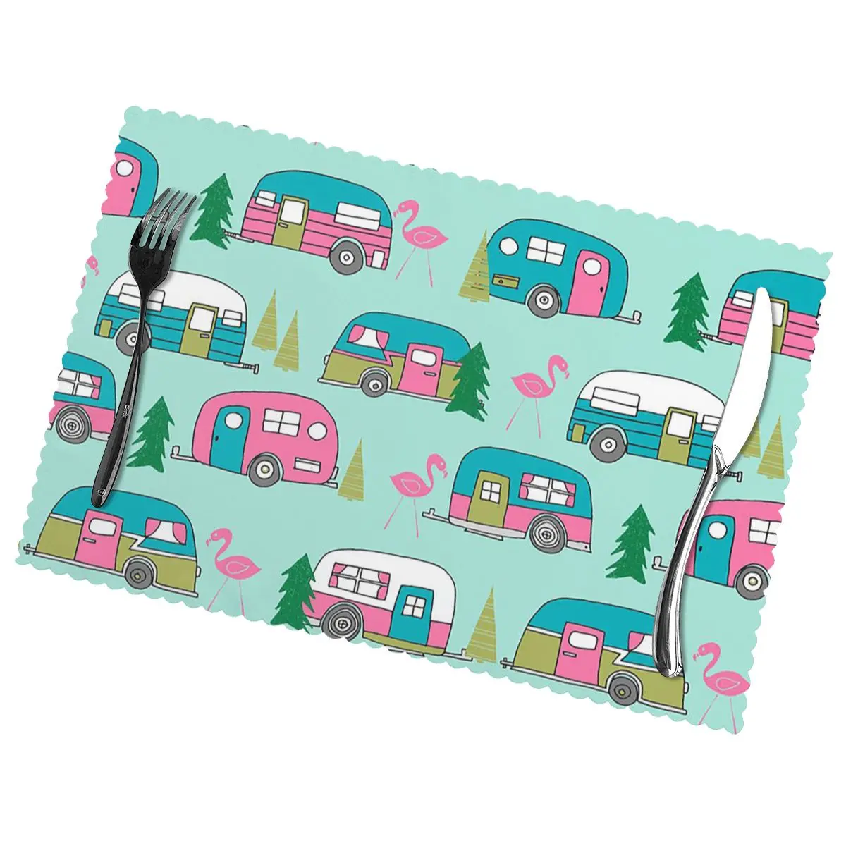 Happy-Camper-Flamingos Non-Slip Insulation Place Mats for Kitchen Dining Table Washable Placemats Bowl Coaster Cup Mat Set of 6
Happy-Camper-Flamingos Non-Slip Insulation Place Mats for Kitchen Dining Table Washable Placemats Bowl Coaster Cup Mat Set of 6