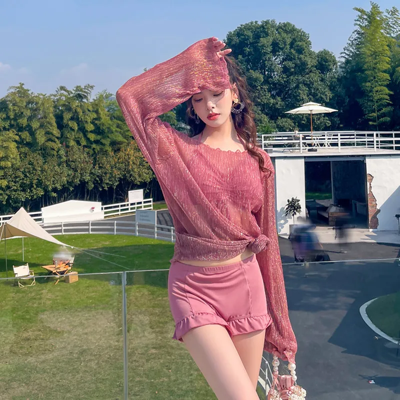 Женский купальник в Корейском стиле, сексуальная тонкая накидка на живот, Женский комплект из трех предметов с длинными рукавами, новинка 2023, сказочный фанат
Женский купальник в Корейском стиле, сексуальная тонкая накидка на живот, Женский комплект из трех предметов с длинными рукавами, новинка 2023, сказочный фанат