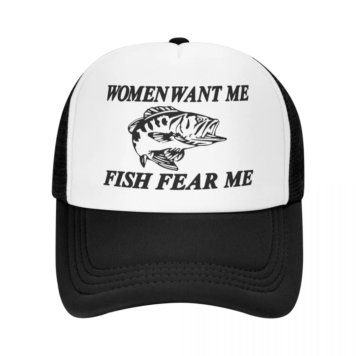 

Punk Unisex Women Want Me Fish Fear Me Baseball Cap Fisherman Fishing Adjustable Trucker Hat Women Men Sports Snapback Caps