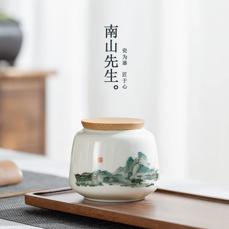 Ceramic Tea Pot Sealed Pot Boutique High End Small Pot Portable Moisture Proof Teas Warehouse Sugar Storage Jars Caixa De Cha 
Ceramic Tea Pot Sealed Pot Boutique High End Small Pot Portable Moisture Proof Teas Warehouse Sugar Storage Jars Caixa De Cha