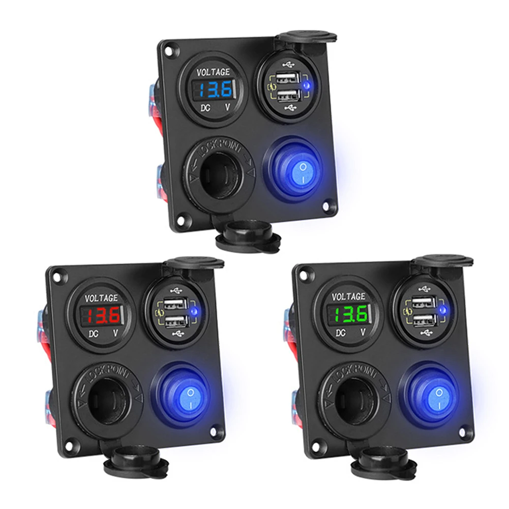 4 in 1 Switch Panel with Digital Voltmeter Dual USB Port Outlet DC 12-24V Waterproof Switches for RV Car Marine Boat Accessories
4 in 1 Switch Panel with Digital Voltmeter Dual USB Port Outlet DC 12-24V Waterproof Switches for RV Car Marine Boat Accessories