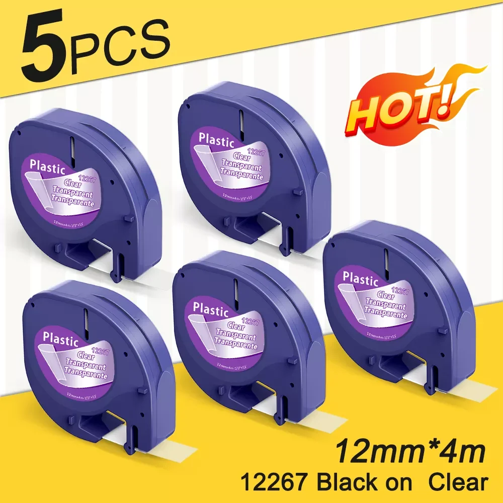 Labelife 5Pack Compatible for DYMO LetraTag Tape 16952 12267 16951 12268 Black on Clear Plastic Label Tape 12mm Label Printer
Labelife 5Pack Compatible for DYMO LetraTag Tape 16952 12267 16951 12268 Black on Clear Plastic Label Tape 12mm Label Printer