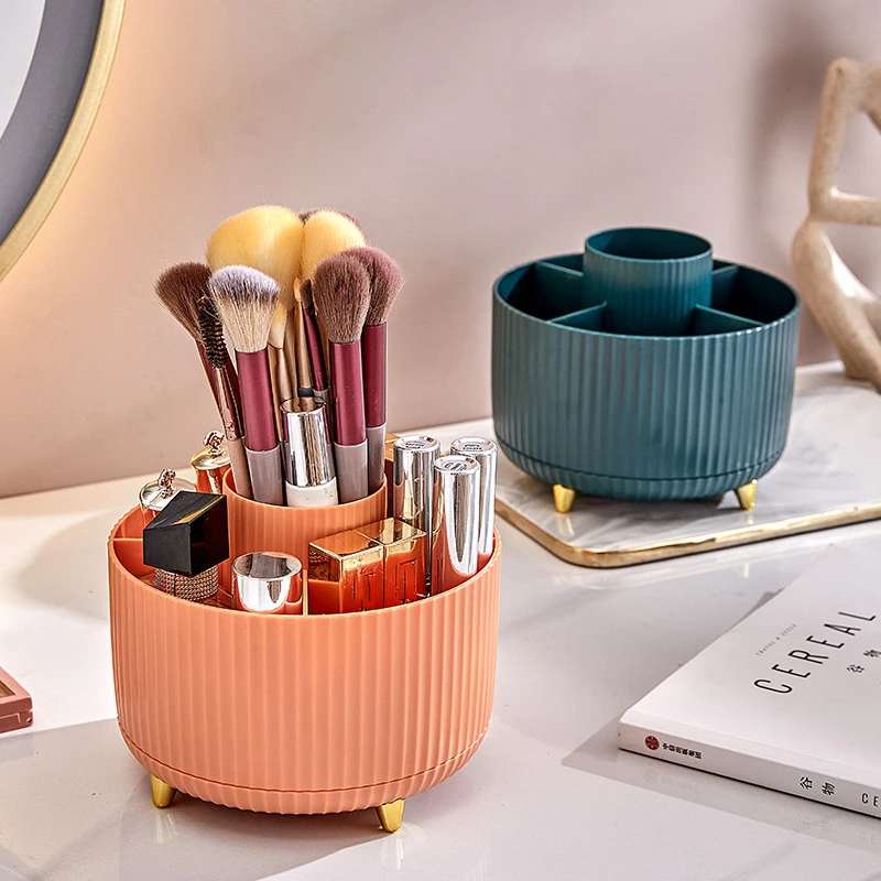 

360° Rotating Makeup Storage Box Bathroom Desktop Cosmetic Organizer Shelf Dresser Lipstick Brush Skincare Jewelry Holder