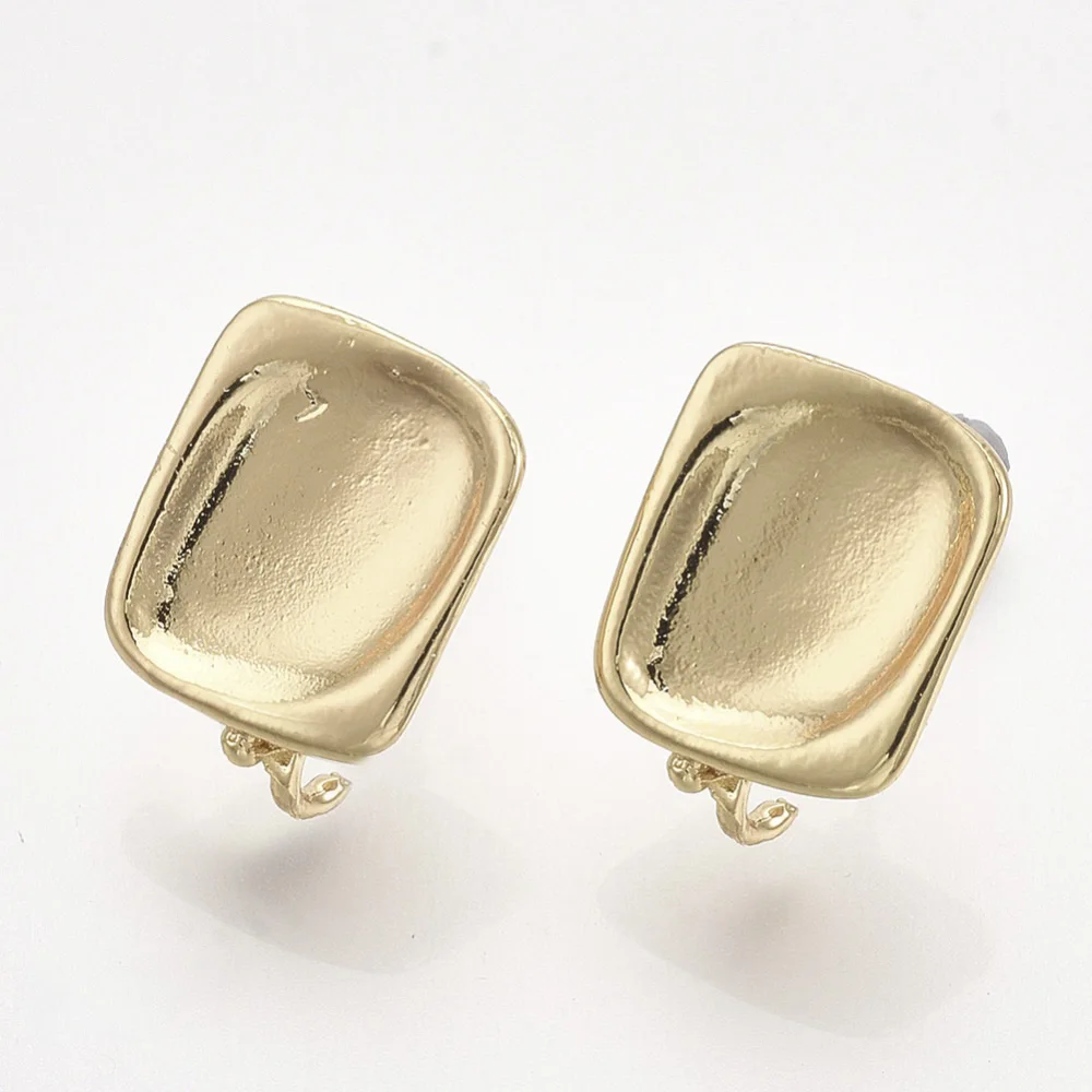 

1Pair 13x11mm Rectangle Brass Stud Earring Findings For Ear Jewelry Making DIY Accessories Women 18K Gold Plated Earrings