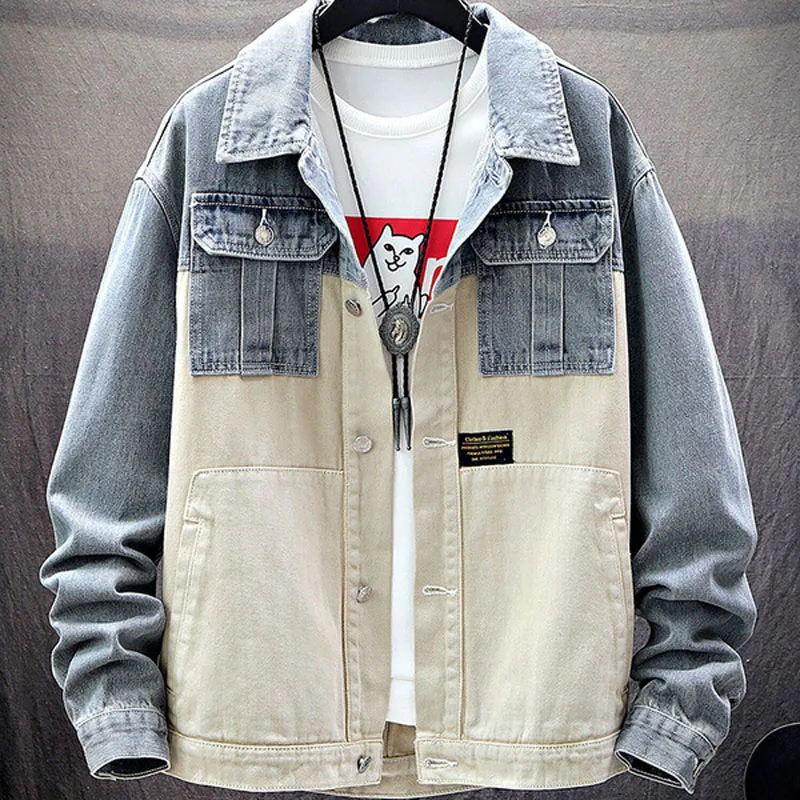 Autumn Casual Denim Jacket Korean Version Of The Large Size Color Matching Jacket Male Youth Fashion Denim Jacket
Autumn Casual Denim Jacket Korean Version Of The Large Size Color Matching Jacket Male Youth Fashion Denim Jacket