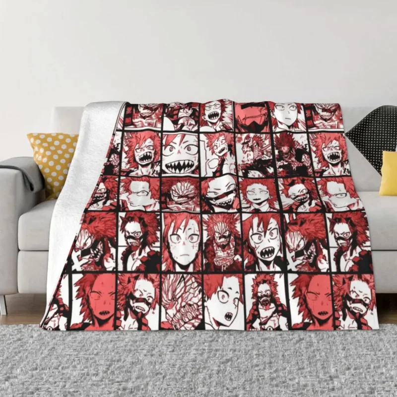 

Фланелевое покрывало Boku No My Hero моя геройская Академия Kirishima, одеяло с коллажем, аниме одеяло для дивана, мягкое плюшевое тонкое одеяло
