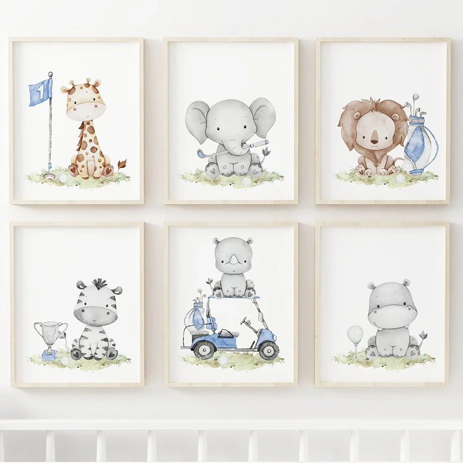 Golf Lion Elephant Giraffe Zebra Hippo Wall Art Canvas Painting Nordic Posters And Prints Animals Wall Pictures Kids Room Decor
Golf Lion Elephant Giraffe Zebra Hippo Wall Art Canvas Painting Nordic Posters And Prints Animals Wall Pictures Kids Room Decor