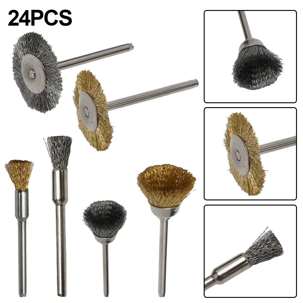 24Pcs Brass Brush Steel Wire Wheel Brushes Rotary Tool For Metal Rust Removal Cleaning Derusting Deburring Polishing Tool
24Pcs Brass Brush Steel Wire Wheel Brushes Rotary Tool For Metal Rust Removal Cleaning Derusting Deburring Polishing Tool
