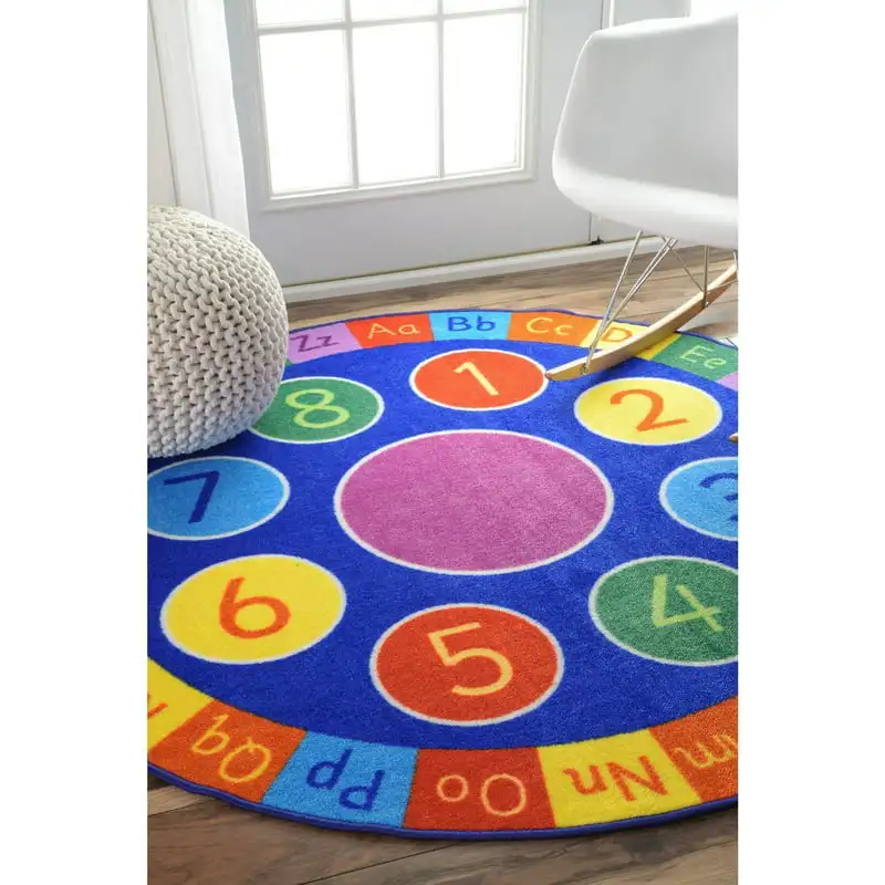 Stunningly Beautiful 5' Blue Number Circles Area Rug - Perfect for Adding a Modern Splash of Color to Any Room or Play Space.
Stunningly Beautiful 5' Blue Number Circles Area Rug - Perfect for Adding a Modern Splash of Color to Any Room or Play Space.