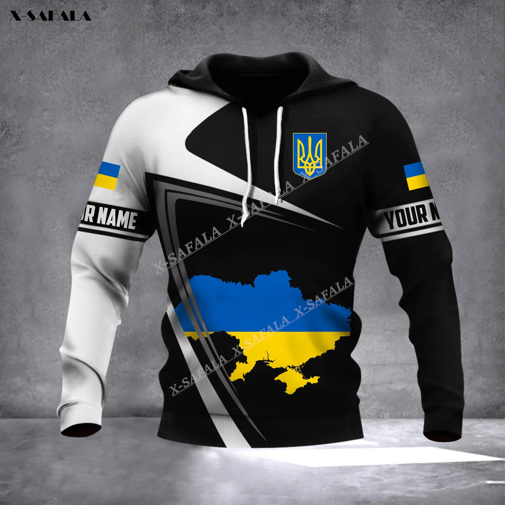 Толстовка мужская на молнии с 3D-принтом флага Украины свитшот капюшоном Джерси
