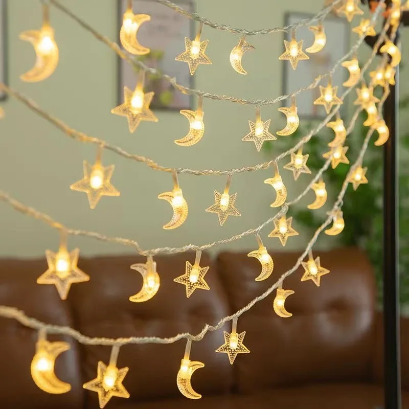 

3M 20LED EID Mubarak Moon Star LED Fairy Light String Garland for Home Bedroom Wedding Party Decor Ramadan Decorations 2023