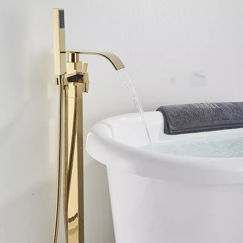 Luxury Gold Bathtub Faucet Freestanding Bathroom Faucet with Handshower Swive Spout Floor Mounted Bath Shower Mixer Tap
Luxury Gold Bathtub Faucet Freestanding Bathroom Faucet with Handshower Swive Spout Floor Mounted Bath Shower Mixer Tap