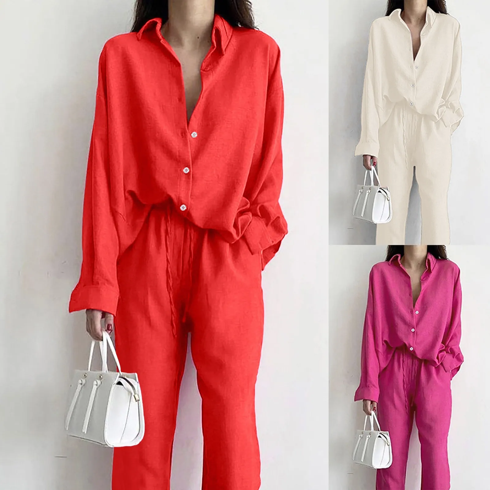Fashion Casual Women Suit 2023 Sping Long Sleeve Linen Shirt + Wide-leg Loose Trouser Two-piece Sets High Waist Pant Elegant Set
Fashion Casual Women Suit 2023 Sping Long Sleeve Linen Shirt + Wide-leg Loose Trouser Two-piece Sets High Waist Pant Elegant Set
