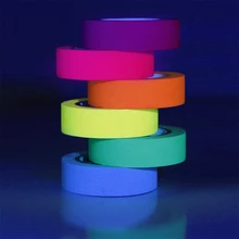 6 Pieces Fluorescent Cotton Tape Mixed Color Matte Luminous Decal Cloth Performance Sticker Stages Party Decor