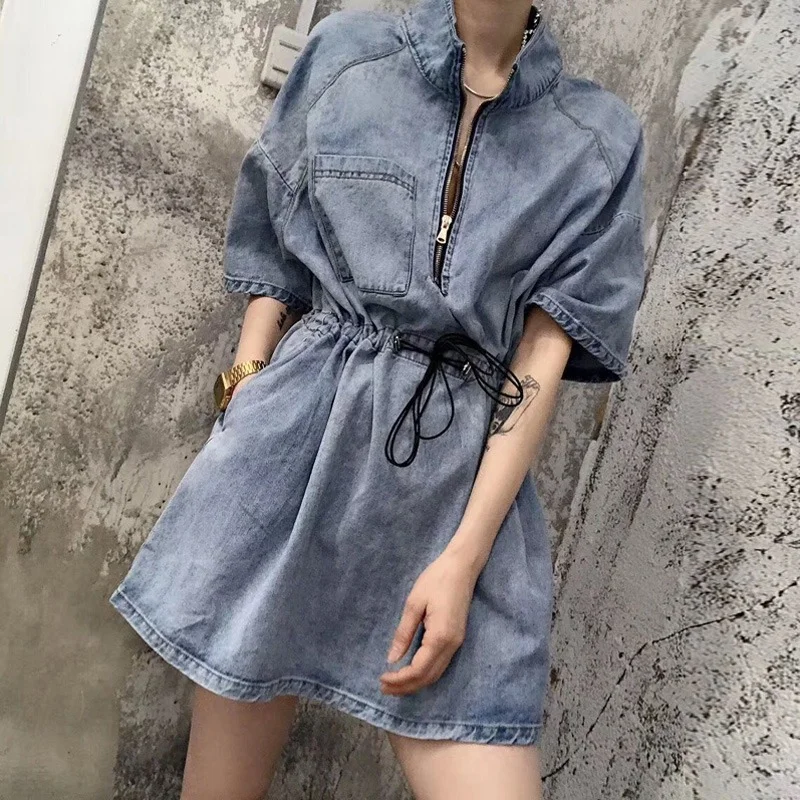New High Waist Elegant Sexy Casual Dress Female Women Short Sleeve Sexy Deep V Shirt Blue Denim Dress Lady Mini Beach Dress
New High Waist Elegant Sexy Casual Dress Female Women Short Sleeve Sexy Deep V Shirt Blue Denim Dress Lady Mini Beach Dress
