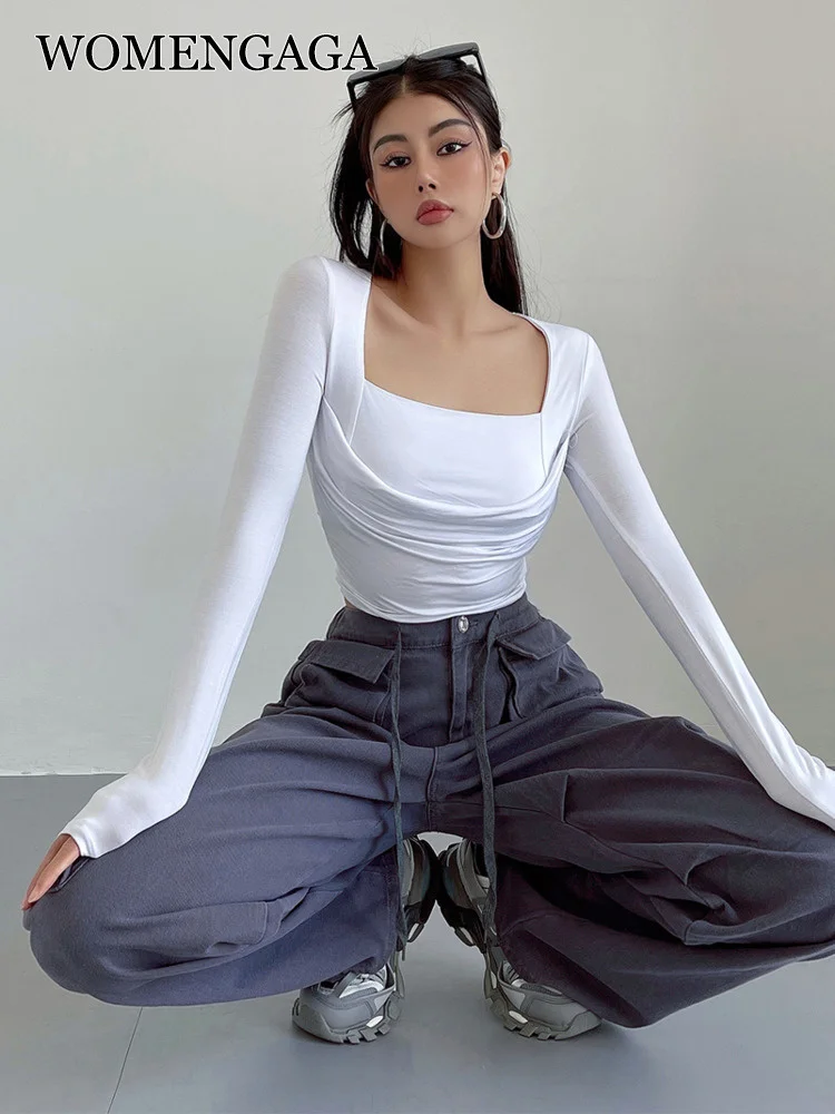 Женская плиссированная футболка с завышенной талией, сезон осень-зима, 2022 8P6K 
Женская плиссированная футболка с завышенной талией, сезон осень-зима, 2022 8P6K