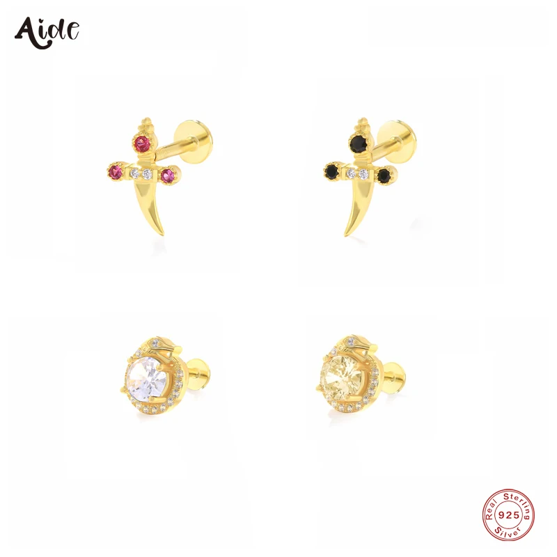 Aide 1PC 925 Sterling Silver Earrings Cute Black Rose Red Zircon Sword Dagger Shape Cartilage Tragus Helix Piercings Jewelry
Aide 1PC 925 Sterling Silver Earrings Cute Black Rose Red Zircon Sword Dagger Shape Cartilage Tragus Helix Piercings Jewelry