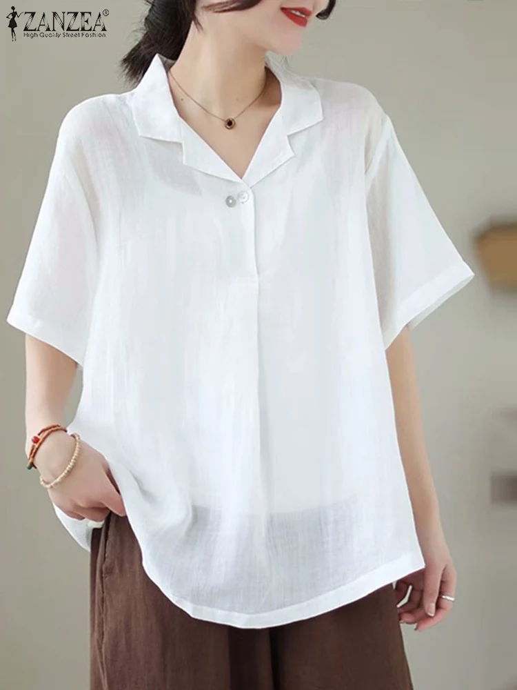 ZANZEA Casual 2023 Summer Tunic Fashion Suit Collar Cotton Shirt Women Half Sleeve Solid Blouse Korean Style Placket Front Tops
ZANZEA Casual 2023 Summer Tunic Fashion Suit Collar Cotton Shirt Women Half Sleeve Solid Blouse Korean Style Placket Front Tops