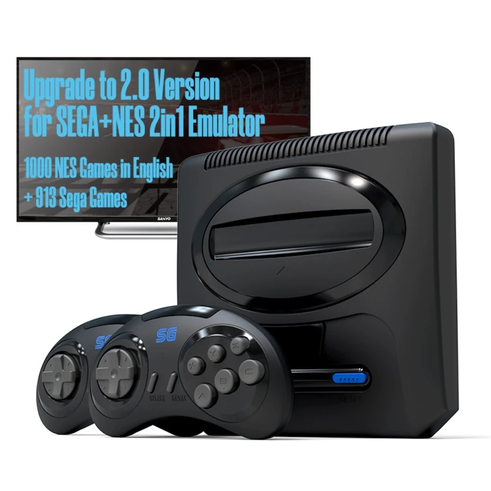 

16-битная Ретро Беспроводная игровая консоль для Sega Mega Drive 2, Игровая приставка, совместимая с HDMI, 1913 классических игр для игровой консоли Sega NES