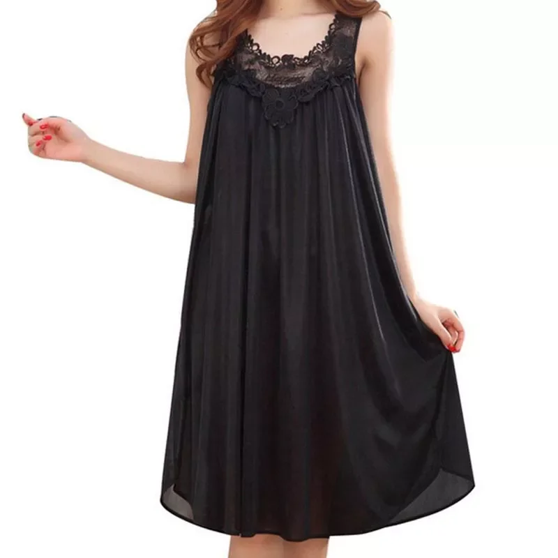 Free shipping Lace Patchwork Ice Silk Satin Night Dress Smooth Nightwear Sexy Women Sleepwear Summer Sleeveless Loose Nightgown
Free shipping Lace Patchwork Ice Silk Satin Night Dress Smooth Nightwear Sexy Women Sleepwear Summer Sleeveless Loose Nightgown