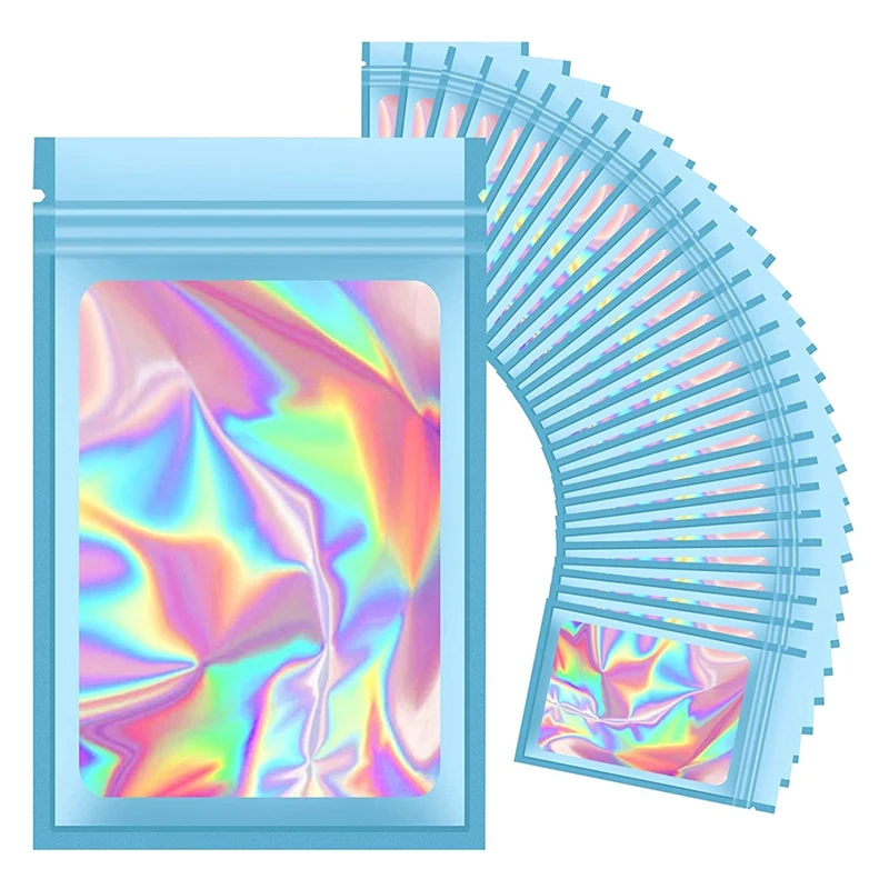 100Pcs Resealable Holographic Bags, Smell Proof Mylar Pouch With Clear Window For Food Storage Party Favor Business
100Pcs Resealable Holographic Bags, Smell Proof Mylar Pouch With Clear Window For Food Storage Party Favor Business