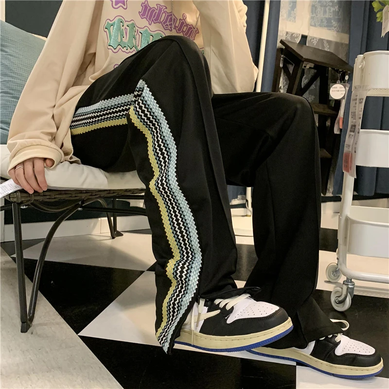 Contrast Color Woven Striped Stitching Sports Casual Trousers Loose High Street Straight Pants Trendy Sweatpants Women Clothes
Contrast Color Woven Striped Stitching Sports Casual Trousers Loose High Street Straight Pants Trendy Sweatpants Women Clothes