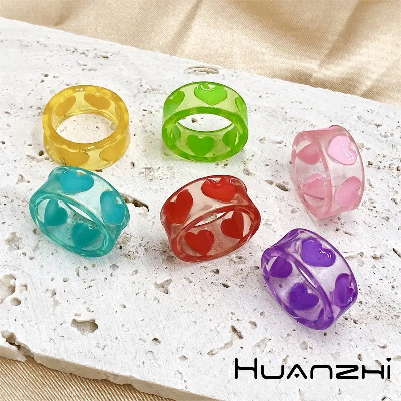 HUANZHI Transparent Acrylic Ring For Women Drip Oil Hand-painted Colorful Love Sweet Lovely Style Jewelry Summer Party 2023 New
HUANZHI Transparent Acrylic Ring For Women Drip Oil Hand-painted Colorful Love Sweet Lovely Style Jewelry Summer Party 2023 New