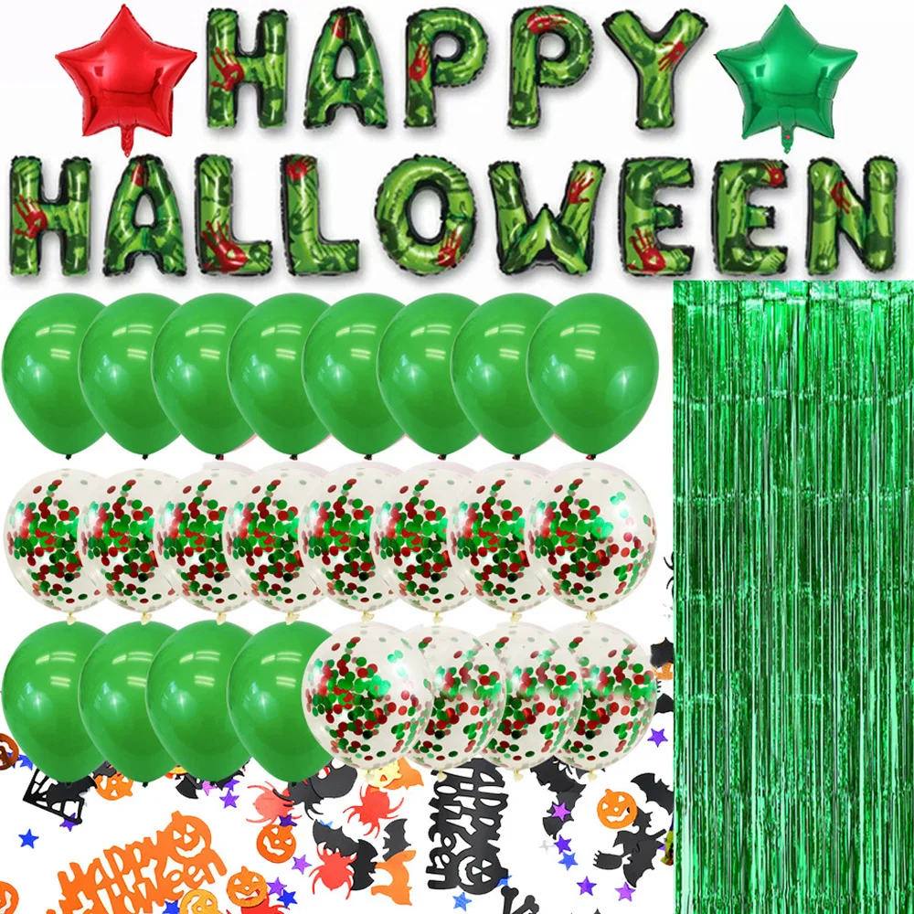 Halloween Balloon Set DIY Green Red Balloon Confetti Rain Curtain Scene Arrangement Supplies Home Decoration
Halloween Balloon Set DIY Green Red Balloon Confetti Rain Curtain Scene Arrangement Supplies Home Decoration