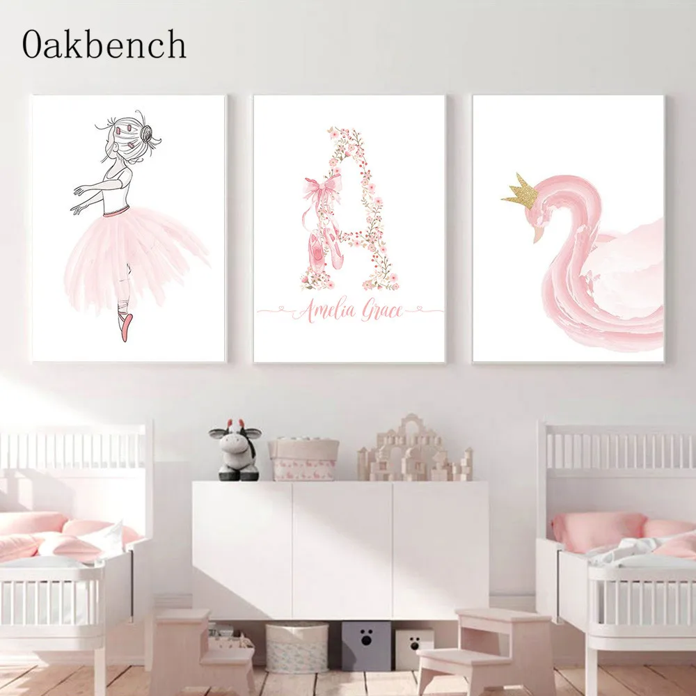 Ballet Girl Art Print Custom Name Poster Pink Swan Posters Nursery Canvas Painting Nordic Wall Pictures Baby Girl Room Decor
Ballet Girl Art Print Custom Name Poster Pink Swan Posters Nursery Canvas Painting Nordic Wall Pictures Baby Girl Room Decor