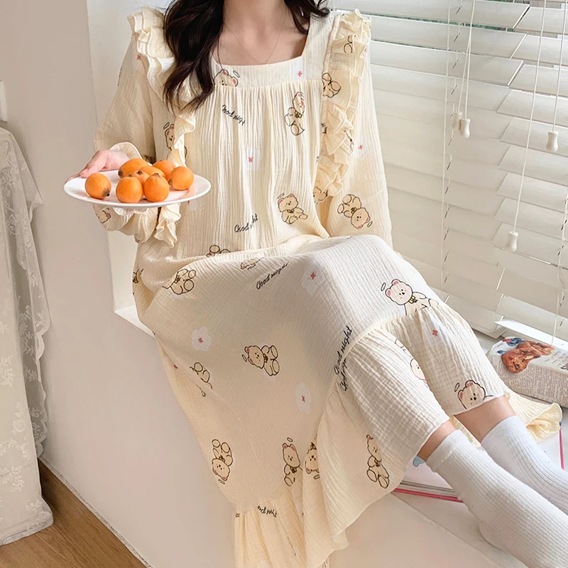 100% Double Gauze Cotton Maternity Nursing Sleepwear Sweet Light Loose Feeding Night Dress Clothes for Pregnant Women Home Wear
100% Double Gauze Cotton Maternity Nursing Sleepwear Sweet Light Loose Feeding Night Dress Clothes for Pregnant Women Home Wear