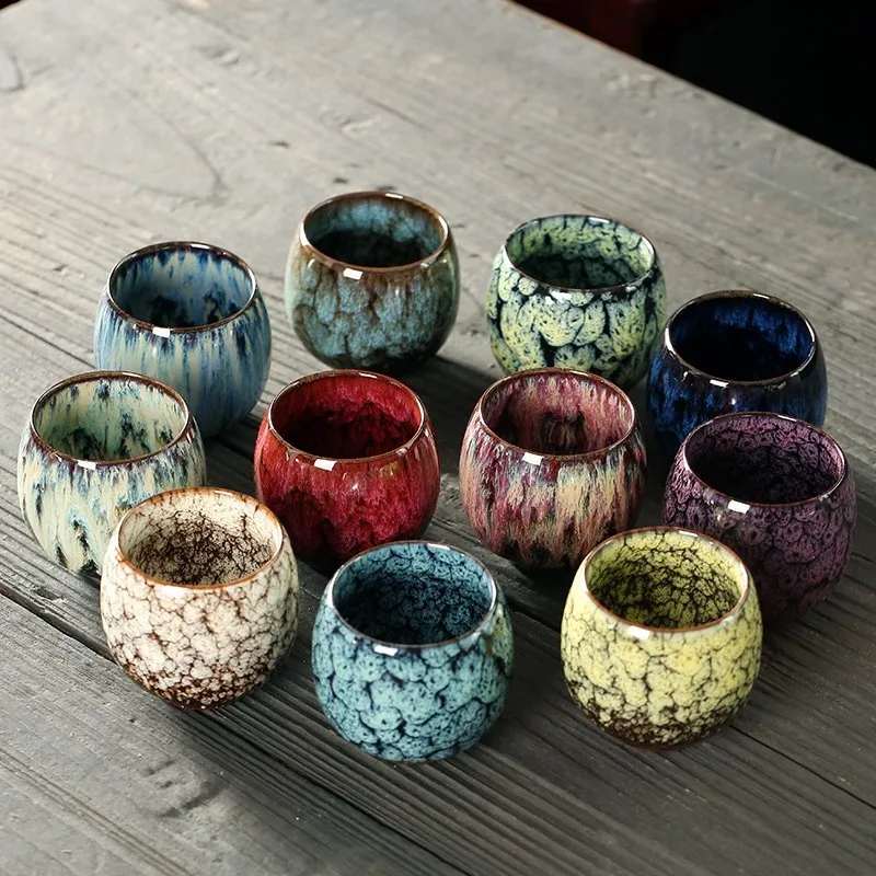 

110Ml China Ceramic Cup Porcelain Kung Fu Tea Cups 1pcs Kiln Change Pottery Drinkware Tableware Coffee Mug Wine Mugs Wholesale