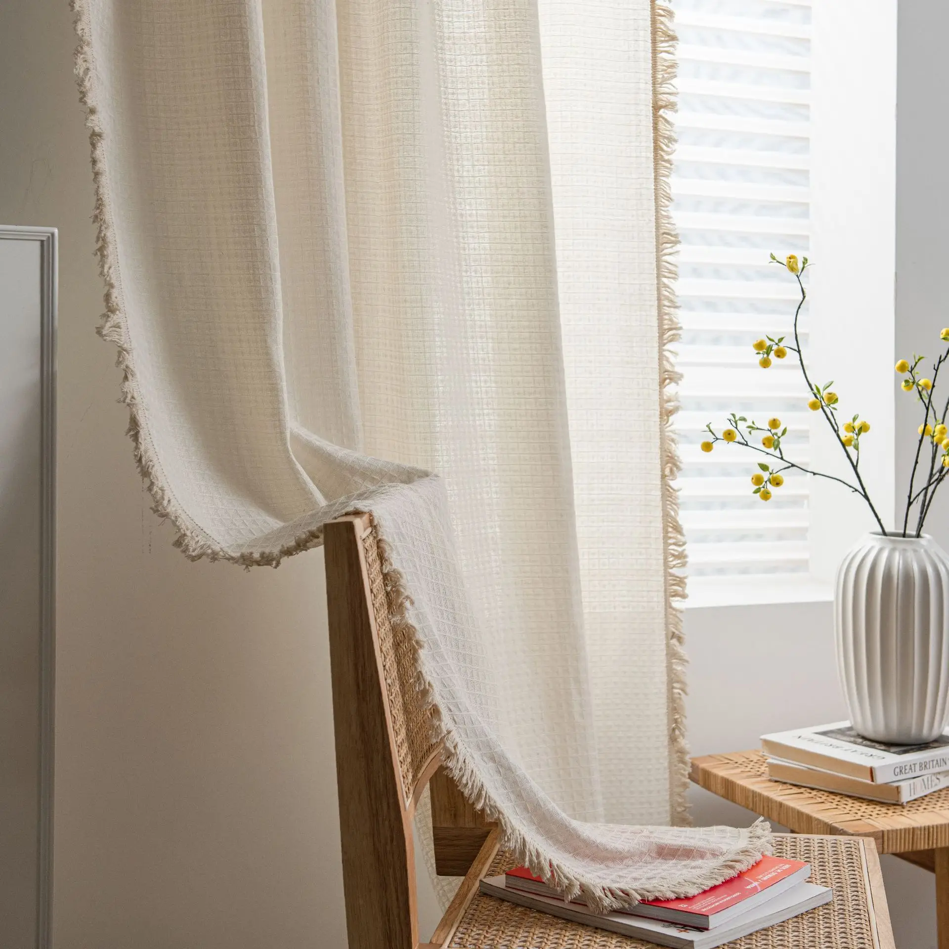 Solid Color Tassel Window Curtains Semi Blackout Cotton Blend Farmhouse Boho Curtain with Tassels Room Bedroom Long White Linen
Solid Color Tassel Window Curtains Semi Blackout Cotton Blend Farmhouse Boho Curtain with Tassels Room Bedroom Long White Linen
