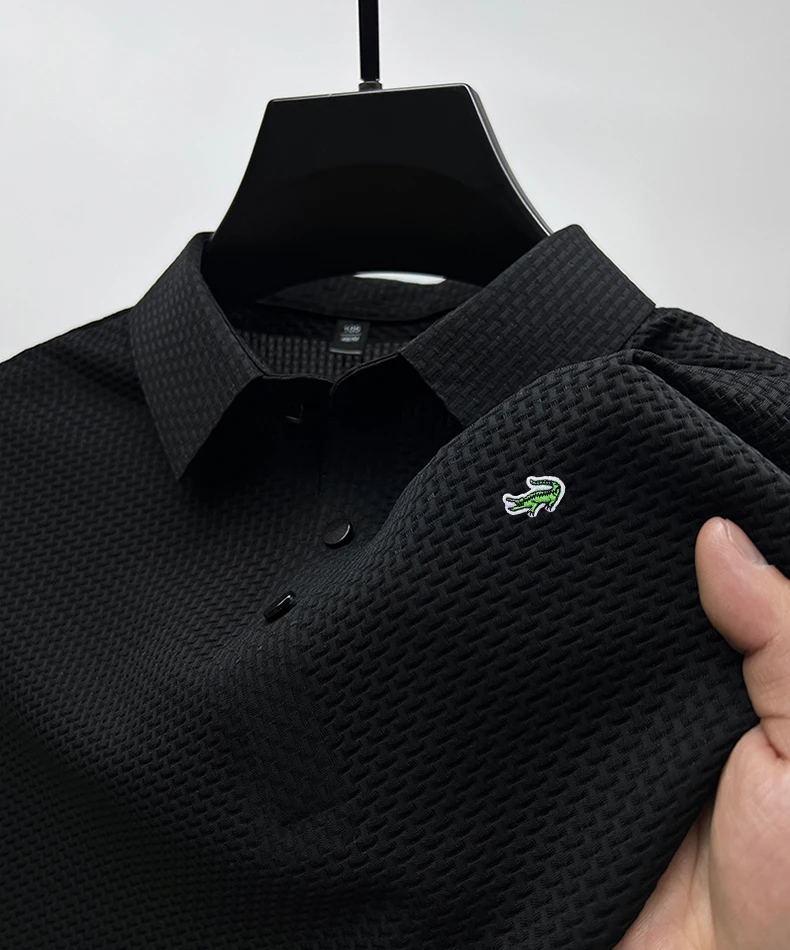 2023 Summer New Men's Halter Hollow Short Sleeve Polo Shirt Ice Silk Breathable Business Fashion T-shirt Men's Brand Clothing 
2023 Summer New Men's Halter Hollow Short Sleeve Polo Shirt Ice Silk Breathable Business Fashion T-shirt Men's Brand Clothing