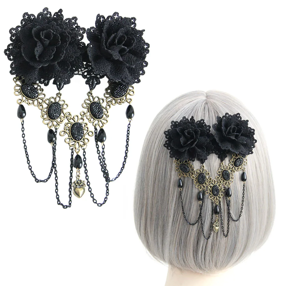 Roses Hair Clips Tassels Flower Hair Lace Headdress Woman Hair Decoration Accessories Hairpin (Black)
Roses Hair Clips Tassels Flower Hair Lace Headdress Woman Hair Decoration Accessories Hairpin (Black)