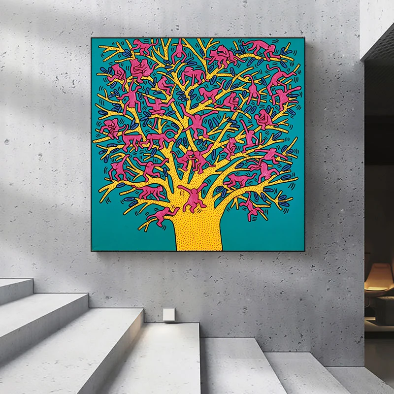 Keith Artwork The Tree of Monkeys Canvas Painting Abstract Graffiti Art Posters Cartoon Wall Art Picture for Kid Room Home Decor
Keith Artwork The Tree of Monkeys Canvas Painting Abstract Graffiti Art Posters Cartoon Wall Art Picture for Kid Room Home Decor