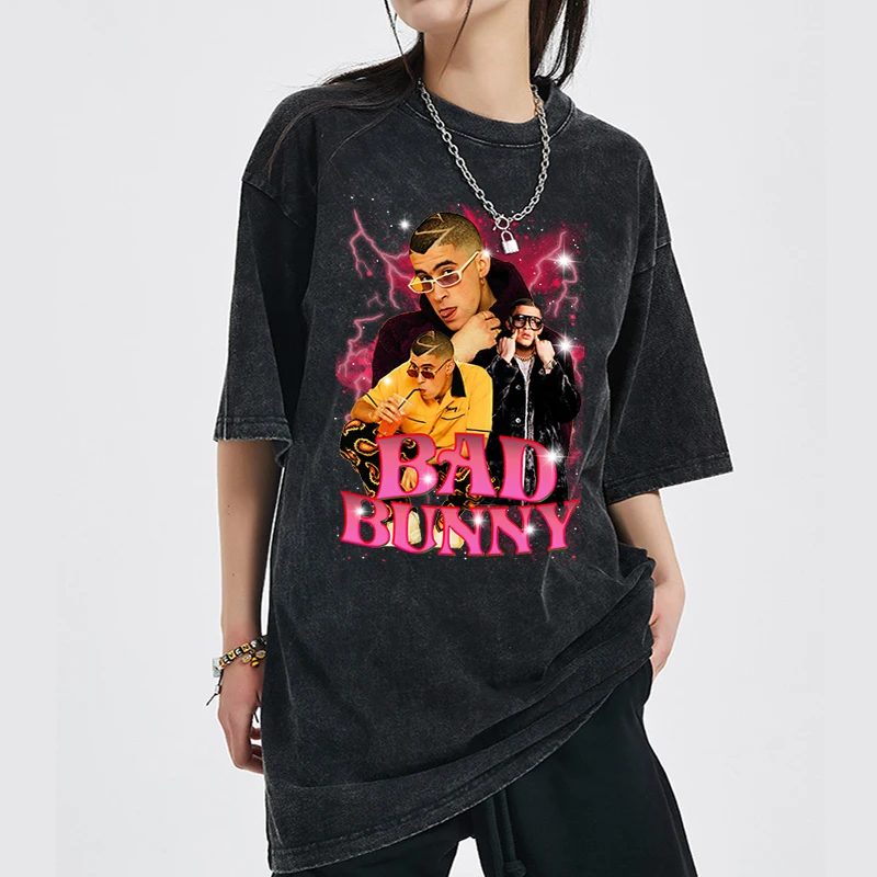 2022 BAD BUNNY Print Washed Old Summer Oversized High Street Short-sleeve 100% Cotton Men's Bottoming Retro Retro T-Shirts Tops
2022 BAD BUNNY Print Washed Old Summer Oversized High Street Short-sleeve 100% Cotton Men's Bottoming Retro Retro T-Shirts Tops