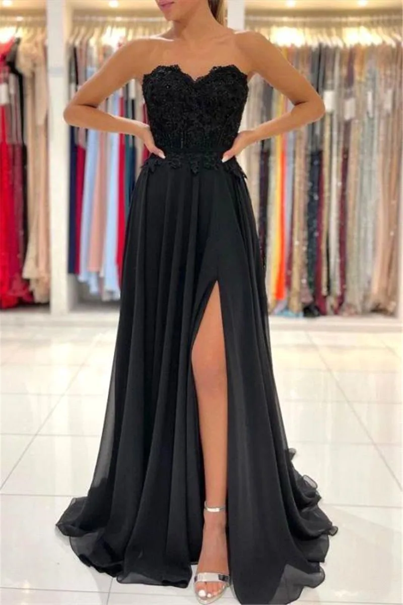 Vintage Strapless Thigh-High Slits Prom Dress Simple Floor-Length Draped Evening Dress Ruffles Robe De Soiree
Vintage Strapless Thigh-High Slits Prom Dress Simple Floor-Length Draped Evening Dress Ruffles Robe De Soiree