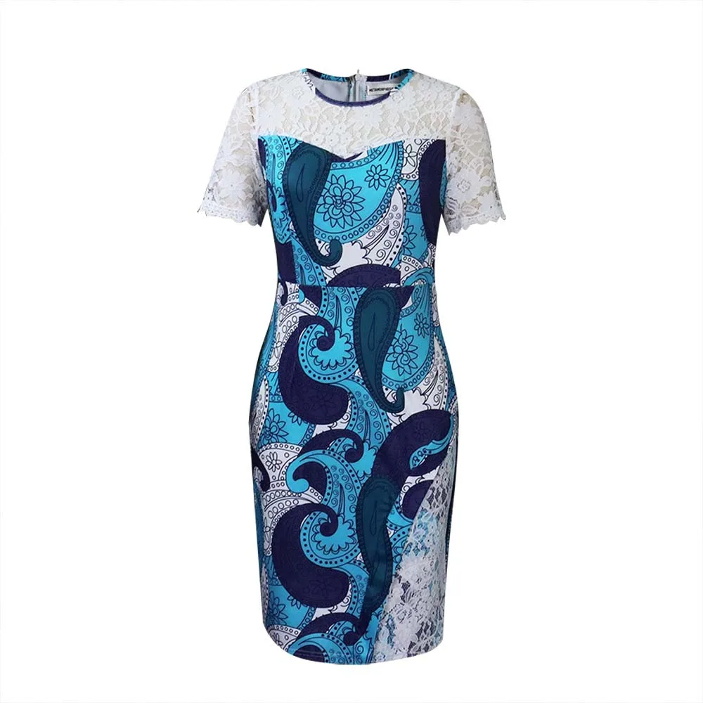New Summer Short-sleeved Lace Stitching Printed Hollow Hip-pack Professional Dress Traf Robe Dresses For Women Jaquard Dresses
New Summer Short-sleeved Lace Stitching Printed Hollow Hip-pack Professional Dress Traf Robe Dresses For Women Jaquard Dresses