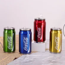 350/500ml Creative Coca-Cola Thermal Water Cup With Lid ＆ Straw Stainless Steel Fashion Vacuum Cola Water Bottle Car Coffee Cups