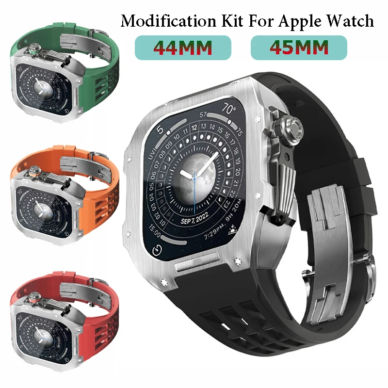 Набор для Apple Watch Series 8, металлический, из нержавеющей стали, с резиновым ремешком, для iWatch 7, 6, 5, 4, 44 мм
Набор для Apple Watch Series 8, металлический, из нержавеющей стали, с резиновым ремешком, для iWatch 7, 6, 5, 4, 44 мм