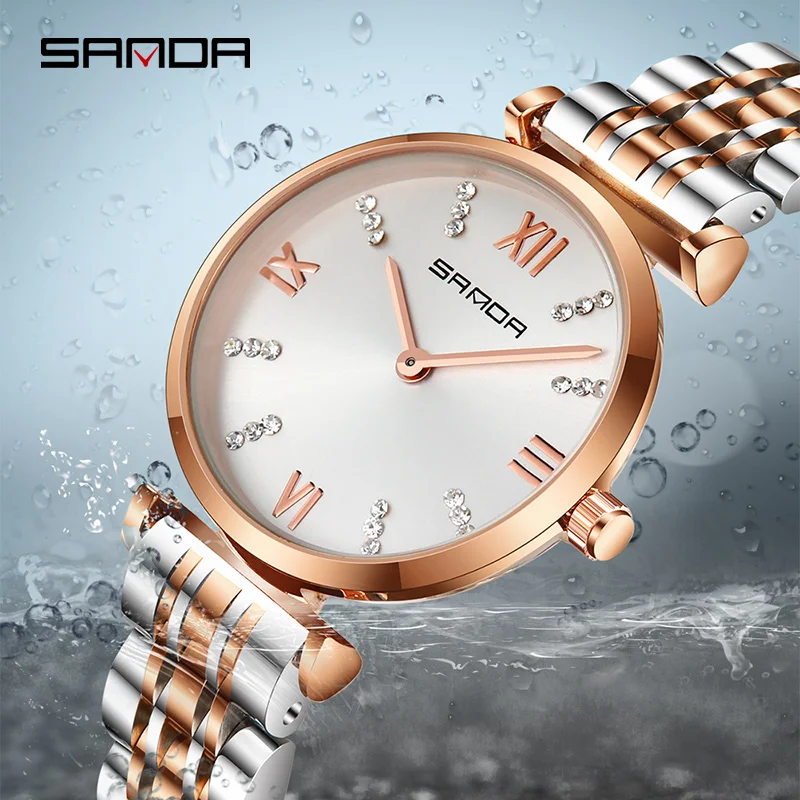 Fashion Sanda Brand Steel Women Watches Charming Crystals Decoration Roman Numeral Dial Premium Quartz Movement Relogio Feminino
Fashion Sanda Brand Steel Women Watches Charming Crystals Decoration Roman Numeral Dial Premium Quartz Movement Relogio Feminino