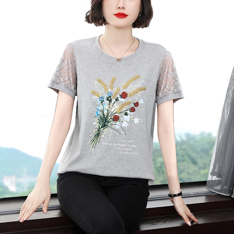 3D flower embroidery t shirts women short sleeve embroidery flower tops women flower grey t shirt
3D flower embroidery t shirts women short sleeve embroidery flower tops women flower grey t shirt