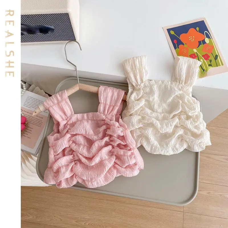 Children's Clothing 2023 New Summer New Solid Color Suspender Pleated Girls Shirt Sweet Baby Top for Kids Cute Clothes
Children's Clothing 2023 New Summer New Solid Color Suspender Pleated Girls Shirt Sweet Baby Top for Kids Cute Clothes